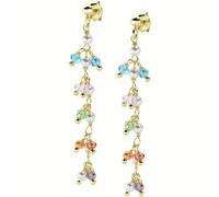 Amen Rainbow Collection Women's Earrings 925 Silver and Gold Finish with Pearls and Multicolor Crystals The reference is: ORGRGM1