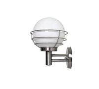 Amen Retro Industrial Sphericity Wall Lantern, Outdoor Waterproof and Rustproof Wall Sconce with Chrome Lamp Body, High Light Transmission PMMA Lampshade