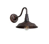 Amen Retro Simple Gooseneck Barn Light Outer Black and Inner White Lampshade Design Wall Mount Light Waterproof and Rustproof Outdoor Wall Lamp for The Front Door Path Foyer