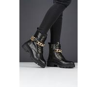 Amen Shoes Women's Roxanne Croc Effect Chain Leather Ankle Boots in Black | Size: 8 Amen Shoes Black 8