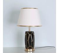 Amen Simple Ceramic Table Lamp: Creative Luxury Fabric Desk Light for Living Room, Bedroom, Hotel, and Farmhouse B&B - Rustic Style Decoration Lighting