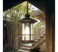 Amen Simple Outdoor Waterproof Chandelier, E27 Metal Pendant Lamp, Translucent Glass Lampshade, Lighting Fixtures for Garden Villa Balcony Decoration