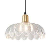 Amen -Style Glass Chandeliers, Creative Lotus Hanging Lamp Lampshade, E27 Base Single Pendant Lamp, Flush Mount Top Pendant Light, Dining Room Balcony Decorative Lighting Fixtures
