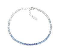Amen Tennis Collection Uni Bracelet - 925 Sterling Silver Rhodium and Cubic Zirconia Multicolor Blue and White - Length: 17 + 3 cm - Reference is BT25DEBBL17 - Sterling Silver