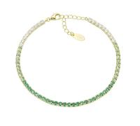 Amen Tennis Collection Uni Bracelet - Gold 925 Silver and Multicoloured Cubic Zirconia in Green and White - Length: 17 + 3 cm. Reference is BT25DEGVE17. Sterling Silver