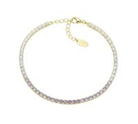 Amen Tennis Collection Uni Bracelet - Gold 925 Silver and Purple and White Cubic Zirconia. Length: 17 + 3 cm. Reference is BT25DEGVI17. Sterling Silver