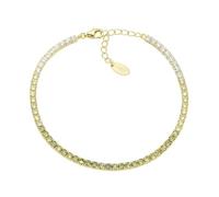 Amen Tennis Collection Uni Bracelet. Jewellery made of 925 silver in gold and multicoloured cubic zirconia stones in olive green and white. Length: 17 + 3 cm. The reference is BT25DEGOL17
