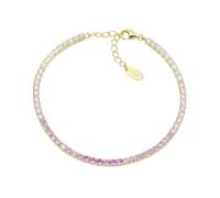 Amen Tennis Collection Uni Bracelet. Jewellery made of 925 silver in gold and multicoloured cubic zirconia in pink and white. Length: 17 + 3 cm. The reference is BT25DEGRO17. Made of sterling silver