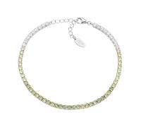Amen Tennis Collection Uni Bracelet - Rhodium-Plated 925 Silver and Multicoloured Cubic Zirconia Stones in Olive Green and White - Length: 17 + 3 cm. Reference is BT25DEBOL17
