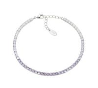 Amen Tennis Collection Uni Bracelet - Rhodium-Plated 925 Sterling Silver with Purple and White Cubic Zirconia. Length: 17 + 3 cm. Reference is BT25DEBVI17