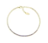 Amen Tennis Collection Unisex Bracelet. Jewellery made of 925 silver in gold and multicoloured cubic zirconia in purple and white. Length: 16 + 3 cm. The reference is BTDEGVI16