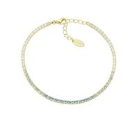 Amen Tennis Collection Unisex Bracelet. Jewellery made of 925 silver in gold and multicoloured cubic zirconia in aquamarine and white. Length: 16 + 3 cm. The reference is BTDEGAC16