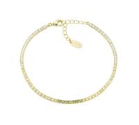 Amen Tennis Collection Unisex Bracelet. Jewellery made of 925 silver in gold and multicoloured zirconia stones in olive green and white. Length: 16 + 3 cm. The reference is BTDEGOL16