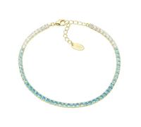 Amen Tennis Mania Collection Unisex Bracelet Jewellery in 925 Silver in Gold and Cubic Zirconia Multicoloured Aquamarine and White Length: 17 + 3 cm The reference is BT1DEGAC17