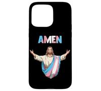 Amen Transgender Jesus Trans Flag Lgbtq Pride Case for iPhone 15 Pro Max