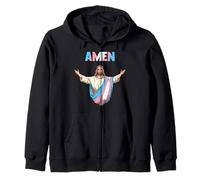 Amen Transgender Jesus Trans Flag Lgbtq Pride Zip Hoodie