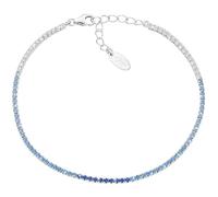 Amen Unisex Tennis Mania Bracelet Jewellery 925 Silver Rhodium and Cubic Zirconia Multi-Coloured Blue and White Length: 17 + 3 cm The reference is BT1DEBBL17, Sterling Silver