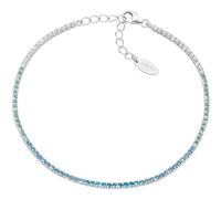 Amen Unisex Tennis Mania Bracelet Jewellery 925 Silver Rhodium and Cubic Zirconia Multicolor Aquamarine and White Length: 17 + 3 cm The reference is BT1DEBAC17, Sterling Silver