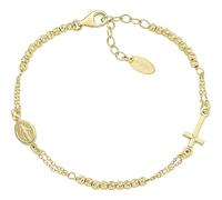Amen Women's Bracelet Cross Collection. Jewel Made of 925 Silver Gold Colour and Zirconia. Length: 16 + 3 cm. The reference is BRCRMIGGD3