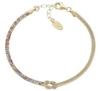 Amen Women's Bracelet from the Love Knot Collection. Jewellery made of 925 silver in gold and multi-coloured zircon. Length: 16 + 3 cm. The reference is BRNOAMGMZ16
