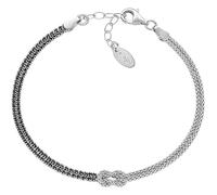 Amen Women's Bracelet from the Love Knot Collection. Jewellery made of rhodium and black zirconia. Length: 16 + 3 cm. The reference is BRNOAMBNZ16