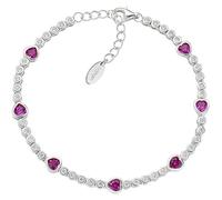 Amen Women's Bracelet Love Collection. 925 Silver Bracelet with White and Red Zircons Rhodium Plated. Length: 16 + 3 cm - Zircons Ø 2/4 mm. The reference is BT3CUBBRZ16