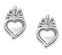 Amen Women's Earrings from the Sacred Heart Collection. Earrings in 925 Sterling Silver with Rhodium Finish. Measurements: Height 1 cm, Width 6 mm. Weight is approximately 2. Reference is ORSCB3