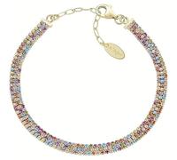 Amen Women's Tennis Mania Bracelet Collection 925 Silver Jewellery Gold Colour and Multicoloured Cubic Zirconia Length 16 + 3 cm The Reference is BR3TNGM