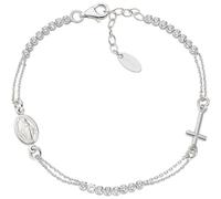 Amen Women's tennis rosary bracelet in 925 silver with white zircons BRCRMIBBZ3