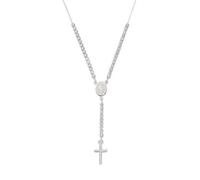 Amen Women's tennis rosary necklace in 925 silver with white zircons CLCRMIBBZ4