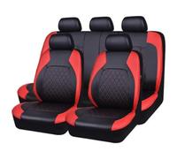 AMENAS 9 Pcs Car Seat Covers Leather, for Toyota Yaris 2011-2016 Vehicle Seat Cover Cushion Front Rear Seat Protectors, Washable Easy Fit,B/Red