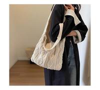 AMENGJ Crochet Bags for Women Knitted Shoulder Bag for Women Vintage Cotton Cloth Girls Tote Shopper Bags Large Handbag(White)
