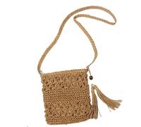 AMENGJ Crochet Bags for Women Straw Bags Beach Rattan Bag Handmade Woven Crossbody Handbags(Color 9)