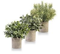 AMENGNI Small Fake Plants, 3Pcs Artificial Hanging Plants in Pulp Pots Indoor Outdoor Potted Faux Greenery for Bedroom Aesthetic Home Kitchen Farmhouse Decor