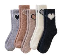 AMENLAN Women Fuzzy Slipper Socks Winter Microfiber Soft Cozy Plush Fluffy Socks Warm Comfy Thermal Home Sleeping Socks, Black Grey Heart, One Size