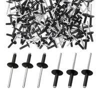 Amentalove 100PCS Pop Rivets 4.8mm x 20mm, Large Flange Rivets, Pop Blind Rivets, Aluminum Blind Rivets with Dome Large Flange Black Rivets for Metal, Furniture, DIY and Car, with Storage Box