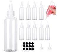 Amentalove 10PCS 150ml Squeezy Bottles with Nozzles, Small Squeeze Bottle, Squeezy Sauce Bottles, Clear Plastic Condiment Bottle with Funnels Labels for Sauce Oil Ketchup DIY Crafts