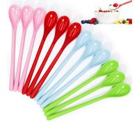 Amentalove 12 Pcs Colorful Long Handle Spoons, Plastic Spoon, Long Teaspoons, Coffee Spoon, Reusable Dessert Spoons for Ice Cream, Latte Glasses, Sundae (18.5 cm)