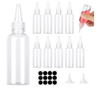 Amentalove 12PCS 60ml Squeezy Bottles with Nozzles, Small Squeeze Bottle, Squeezy Sauce Bottles, Clear Plastic Condiment Bottle with Funnels Labels for Sauce Oil Ketchup DIY Crafts