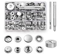 Amentalove 260PCS Snap Fastener Kit, Snap Button Kit, 15mm Heavy Duty Leather Snap Fasteners with 3 Setting Tools,Stainless Steel Press Stud Snap Fasteners for Clothing Jackets Bags Leather DIY Craft