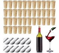 Amentalove 40Pcs Wine Corks, Natural Wine Corks, Wood Cork Plugs Natural Soft Wood Replacement Champagne Corks with 10 Silver Cork Plugs for Wine, Beer, Liquor Bottles and Crafts