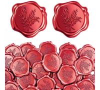 Amentalove 50 PCS Wax Seal Stickers Red, Envelope Seal Stickers Self Adhesive, Vintage Olive Branch Embossed, Wax Seal Stamp Stickers for Envelope Wedding Invitation Gift Birthday Christmas (Rosemary)