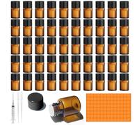 Amentalove 50PCS 2ml Mini Amber Glass Essential Oil Bottles, Essential Oil Sample Bottles, Small amber glass bottles with Syringe Dropper, Vials Empty glass bottle for Perfume Aromatherapy
