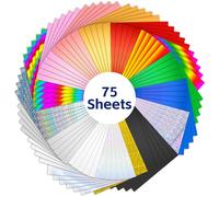 Amentalove 75 Sheets Toner Reactive Foil, 11.4x8.2inch Deco Foil Transfer Sheets,Transfer Foil Paper, 15 Colors A4 Foil Paper Sheet for Laser Printer DIY Craft Embossing Scrapbooking Cards Making