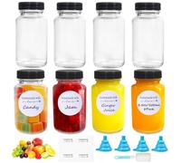 Amentalove 8 Pcs Glass Shot Bottles with Lids, 3.5oz /100 ml Glass Juice Bottles with Wide Mouth, Reusable Small glass Bottle with Labels Funnel, Small Jars with Lids for Ginger Juice Milk