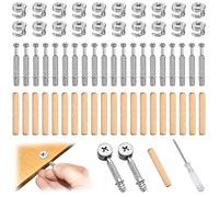 Amentalove 80PCS Eccentric Furniture Connector Kit with Ø15mm Cam Lock Nut, M6 Connecting Bolts,Wooden Dowels and Screwdriver, Furniture Connector Hardware Fixings Set for Bed Wardrobe Cupboard Drawer
