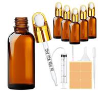 Amentalove Amber Glass Dropper Bottle, 5PCS 30ml Pipette Dropper Bottle, Refillable Glass Dropper Bottles with Pipette Funnels Syringe Labels for Essential Oil Massage Aromatherapy Eye Drops