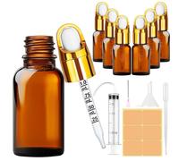 Amentalove Amber Glass Dropper Bottle, 6PCS 10ml Pipette Dropper Bottle, Refillable Glass Dropper Bottles with Pipette Funnels Syringe Labels for Essential Oil Massage Aromatherapy Eye Drops