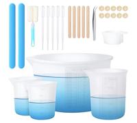 Amentalove Silicone Measuring Cups for Resin, 600ml 250ml 100ml Resin Mixing Cups, Silicone Measures Jugs with Silicone Stir Sticks Pipette Gloves Brush Tweezer for Epoxy Resin Mixing Molds