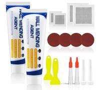 Amentalove Wall Filler Repair Kit, 2Pcs Wall Repair Cream 150g, Spackle Polyfiller Kit with 2" and 4'' Drywall Patch, Sandpaper, Scraper, Paste, for Repairing Holes Peeling Graffiti Cracks